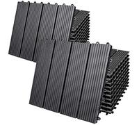 Casaria Set 22 Pezzi Piastrelle da Giardino 30x30cm 2m² in WPC Resistente Mattonelle ad Incastro per Pavimento Terrazza Balcone Esterno Sistema a Clic