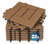 Casaria Set 22 Pezzi Piastrelle da Giardino 30x30cm 2m² in WPC Resistente Mattonelle ad Incastro per Pavimento Terrazza Balcone Esterno Sistema a Clic
