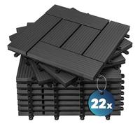 Casaria Set 22 Pezzi Piastrelle da Giardino 30x30cm 2m² in WPC Resistente Mattonelle ad Incastro per Pavimento Terrazza Balcone Esterno Sistema a Clic