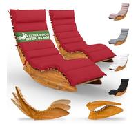 Casaria® Set 2x Lettino Prendisole in Legno con Cuscino 195x60cm Portata 160 kg Certificato FSC® Lettini da Giardino Sdraio Pieghevole Ergonomica