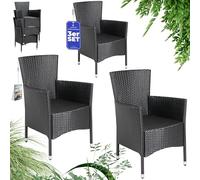 Casaria® Set 3 Sedie da Giardino Impilabili in Polyrattan Resistenti Poltroncine da Esterno Regolabili Terrazza Balcone Salottino Aria Aperta