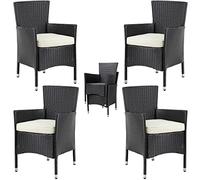 Casaria Set 4 Sedie da Giardino in Polyrattan Cuscini Imbottiti 7 cm Seggiole Impilabili Terrazzo Balcone Esterno