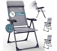 Casaria Set 4 Sedie da Giardino Pieghevoli Regolabili 7 Posizioni in Alluminio Schienale Reclinabile Campeggio Balcone