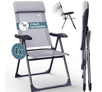 Casaria Set 4 Sedie da Giardino Pieghevoli Regolabili 7 Posizioni in Alluminio Schienale Reclinabile Campeggio Balcone