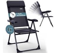 Casaria Set 4 Sedie da Giardino Pieghevoli Regolabili 7 Posizioni in Alluminio Schienale Reclinabile Campeggio Balcone