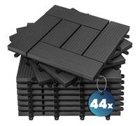 Casaria Set 44 Pezzi Piastrelle da Giardino 30x30cm 4m² in WPC Resistente Mattonelle ad Incastro per Pavimento Terrazza Balcone Esterno Sistema a Clic