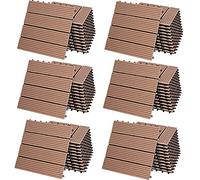 Casaria Set 66 Pezzi Piastrelle da Giardino 30x30cm 6m² in WPC Resistente Mattonelle ad Incastro per Pavimento Terrazza Balcone Esterno Sistema a Clic