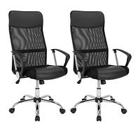 Casaria Set da 2 Sedie da Ufficio Ergonomiche in Similpelle Max. 110kg Regolabile da Scrivania Nero