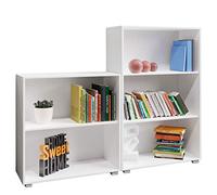 Casaria®Set di 2 Librerie Vela 3+2 Scomparti Regolabili Scaffali in Legno Soggiorno Studio Ufficio