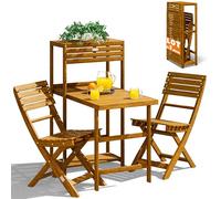 CASARIA® Set di mobili da balcone pieghevoli, 3 pezzi, in legno di acacia, resistente alle intemperie, certificazione FSC®, set per terrazza