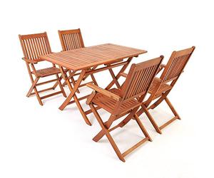Casaria Set Tavolo e Sedie da Giardino in Legno Acacia Certificata FSC® 5 Pezzi 4+1 Balcone Terrazza Veranda Mobili da Esterno 120x70x75cm