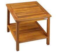 Casaria® Tavolino da Giardino 45x45x45cm Portata 80kg 2 Ripiani Tavolo da Balcone Tavolo da Caffè Tavolo Piccolo Legno Acacia Tavolino estreno Legno