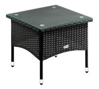 CASARIA® Tavolino da Giardino Esterno in Polyrattan 50x50x45cm Piano in Vetro Tavolo Basso da Caffè Quadrato Poggiapiedi