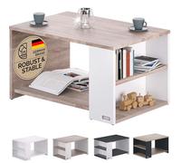 Casaria® Tavolino Divano da Caffè con Ripiano 2 Scomparti 90x60x50cm in Legno Carico Max 50kg Tavolo Basso Soggiorno Salotto