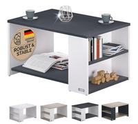 Casaria® Tavolino Divano da Caffè con Ripiano 2 Scomparti 90x60x50cm in Legno Carico Max 50kg Tavolo Basso Soggiorno Salotto