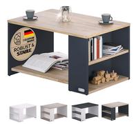 Casaria® Tavolino Divano da Caffè con Ripiano 2 Scomparti 90x60x50cm in Legno Carico Max 50kg Tavolo Basso Soggiorno Salotto