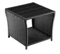 Casaria Tavolino in Polyrattan Piano in WPC 45x45x40cm Altezza regolabile Tavolo Basso da Giardino