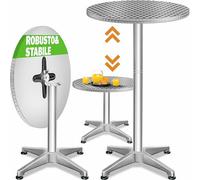 Casaria Tavolo 2in1 Bar 60cm Altezza Regolabile 70 cm / 115 cm Alluminio | Rotondo, Interno, Esterno, Tavolo Bistro, Party, Piano Tavolo Pieghevole in Acciaio Inox, Resistente alle Intemperie, 4 Piedi