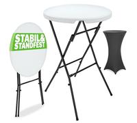 Casaria® Tavolo Alto da Bar Ø 72cm con Copritavolo Pieghevole Altezza 110cm Interno Esterno Rotondo Giardino Feste Bistrot Metallo