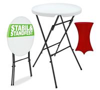 Casaria® Tavolo Alto da Bar Ø 72cm con Copritavolo Pieghevole Altezza 110cm Interno Esterno Rotondo Giardino Feste Bistrot Metallo