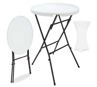 Casaria® Tavolo Alto da Bar Ø 72cm con Copritavolo Pieghevole Altezza 110cm Interno Esterno Rotondo Giardino Feste Bistrot Metallo