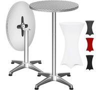 Casaria® Tavolo Alto da Bar 2in1 con Fodera Regolabile in Altezza 70 cm / 115 cm in Alluminio Rotondo Ø60 cm Pieghevole per Esterni Giardino Bistrot Feste Tavoli da Ricevimento