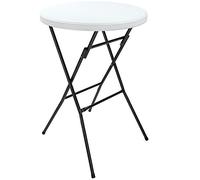 CASARIA® Tavolo da Bar Ø 72 cm Tavolino Rotondo Pieghevole da Giardino per Feste Altezza 110 cm in Metallo Bianco