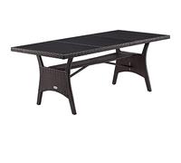 CASARIA Tavolo da Giardino in Polyrattan & WPC con Ripiano 190x90x74cm Altezza Regolabile Outdoor