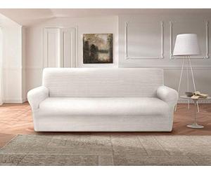 Casarredo Copridivano Sofà in Puro Cotone Elasticizzato (Bianco, Divano 2 posti (da 140 cm a 190 cm))