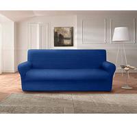 Casarredo Copridivano Sofà in Puro Cotone Elasticizzato (Blu, Divano 3 posti (da 180 cm a 250 cm))