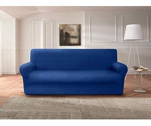 Casarredo Copridivano Sofà in Puro Cotone Elasticizzato (Blu, Divano 3 posti (da 180 cm a 250 cm))