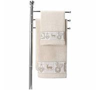 Casatessile Coppia di Asciugamani Viso e Bidet Tirolese Copiola Salviette Bagno con Disegno. - Beige