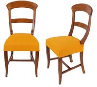 Casatessile Italiano Coppia di Copri Seduta per Sedia Coprisedia Senza Schienale - Coprisedia Solo Seduta per Sedie da Cucina, Sala da Pranzo, Cerimonia - Arancio