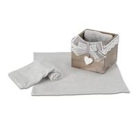 Casatessile Set Lavette Bagno 3 pz. con Cestino GIULI Asciugamani Ospiti, Lavette Spugna Cotone per Viso Bidet, Bambini - Grigio
