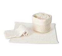 Casatessile Set Lavette Bagno 4 pz. con Cestino Waffle Asciugamani Ospiti, Lavette Spugna Cotone per Viso Bidet, Bambini - Panna