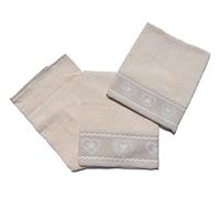Casatessile Tirolo Coppia di Asciugamani in Spugna Cotone Set 2 Asciugamani Bagno Viso e Bidet - Ecru
