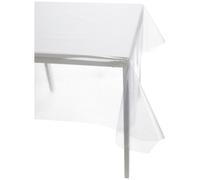 Casatessile Tovaglia Trasparente plastificata Italiana Glitter PVC, Natalizia, Antimacchia, Impermeabile, per Feste - Argento, 4 posti 140X140 cm.