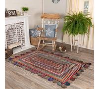 CASAVANI Tappeto 100% ecologico intrecciato a mano, geometrico, multiuso, multicolore, in iuta e cotone, ideale per la decorazione di interni, corridoio, ingresso e Purch, 7,6 x 1,5 cm, 10 x 15 cm,