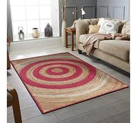 CASAVANI Tappeto da collezione quadrato, 2,7 x 2,8 m, rosa, intrecciato, tappeto geometrico, kilim, per interni ed esterni, tappeto a trama piatta, per camera da letto, comodino, tappetino