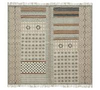 CASAVANI Tappeto indiano fatto a mano, collezione indiana, 1,8 x 1,8 m, marrone e nero, in cotone, motivo geometrico, Kilim, per interni ed esterni, tappeto a trama piatta, per camera da letto,