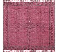 CASAVANI Tappeto indiano fatto a mano, in cotone rosso, 1,5 x 1,5 m, bordato Dhurrie, tappeto Kilim per interni ed esterni, tappeto a trama piatta, per camera da letto, comodino, tappetino