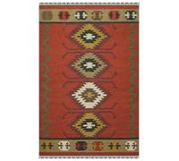 CASAVANI - Tappeto Kilim 15,2 x 20,3 cm, rosso e multicolore, in lana e iuta intrecciata, per interni ed esterni, tappeto a trama piatta, tappeto ad alto traffico, casa sul lago, camera da letto, sala
