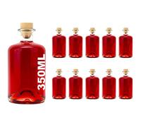 casavetro - 10 bottiglie vuote di vetro da 350 ml, flaconi da farmacista con tappo di sughero, per vino, liquore, aceto e olio, da riempire, 0,35 l