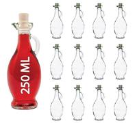 casavetro - 12 bottiglie di vetro vuote da 250 ml, caraffa, decanter, contenitori per olio e aceto (12 x 250 ml)