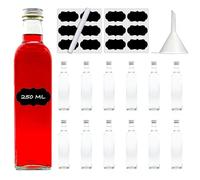 casavetro 12 Bottiglie di Vetro vuote da 250 ml, Mar, con Tappo, Piccole Bottiglie per liquore, Grappa, Succo, Bottiglia da riempire, N. 200