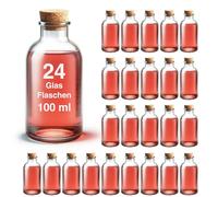 casavetro 24 bottigliette in vetro da 100 ml alte 10 cm, vaso piccolo con decorazione da tavolo in sughero, bottiglie per set matrimonio regali per gli ospiti