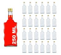 casavetro 24 piccole bottiglie vuote di vetro Wart con tappo a vite dorato, da riempire autonomamente come bottiglie di succo, sciroppi, bottiglie per liquori da 0,25 litri con tappo (24 x 250 ml)