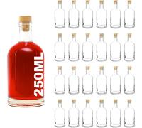casavetro 6, 12, 24 x 250 ml per Farmacista, Succo Vuoto, Bottiglia di Vetro con Tappo in Sughero, Bottiglia di Vino, aceto, Olio, Bottiglie di Vetro da 0,25 Litri (24 x 250 ml)