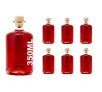 casavetro - 6 bottiglie vuote di vetro da 350 ml, flaconi da farmacista con tappo di sughero, per vino, liquore, aceto e olio, da riempire, 0,35 l