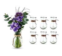 casavetro 6 vasi da tè con fiori, decorazione da tavolo, per matrimoni, feste, in vetro trasparente (6 pezzi)